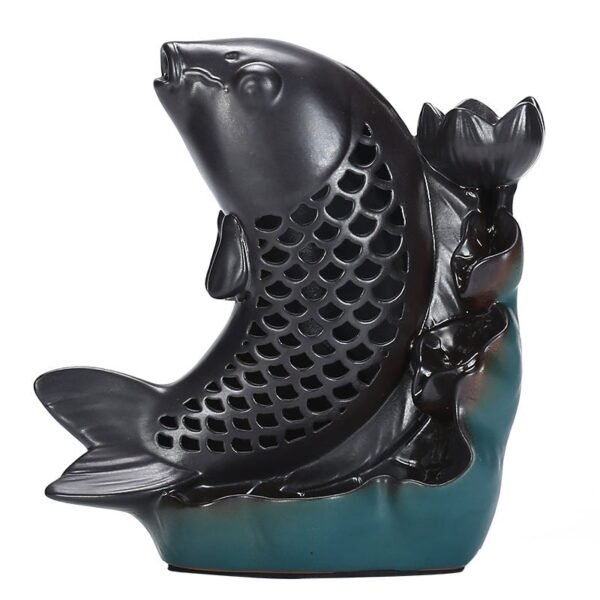 Hollow LED Fish Lotus Waterfall Back Flow Incense Holder