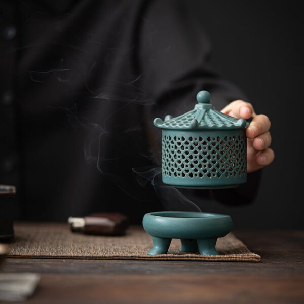 Hollow Pavilion Ceramic Incense Coil Holder
