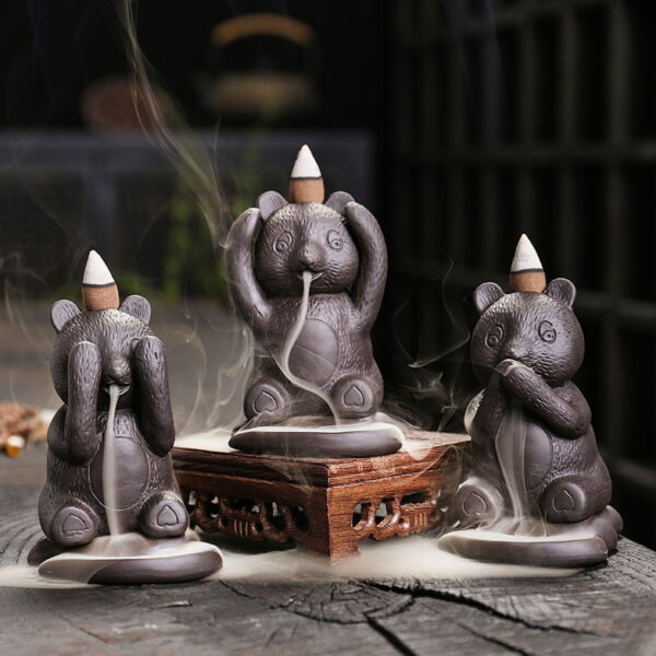 Cute Bear Ceramic Incense Waterfall Burner