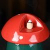 Mushroom Red Green Ceramic Incense Waterfall Burner - Image 4