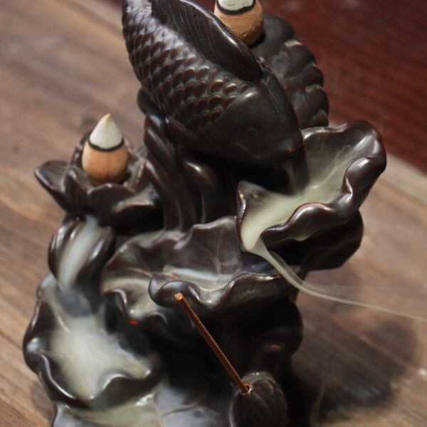 Fish Lotus Waterfall Backflow Incense Burner