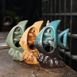 Cute Fish Ceramic Smoke Waterfall Incense Holder