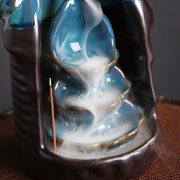 Elk Petal Blue Ceramic Incense Waterfall Backflow Incense Burner