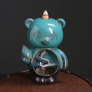 Blue Bear Ceramic Incense Backflow Cone Holder Blue Bear Ceramic Incense Backflow Cone Holder