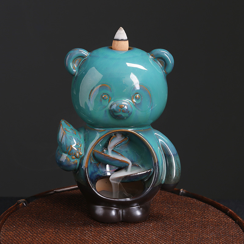 Blue Bear Ceramic Incense Backflow Cone Holder