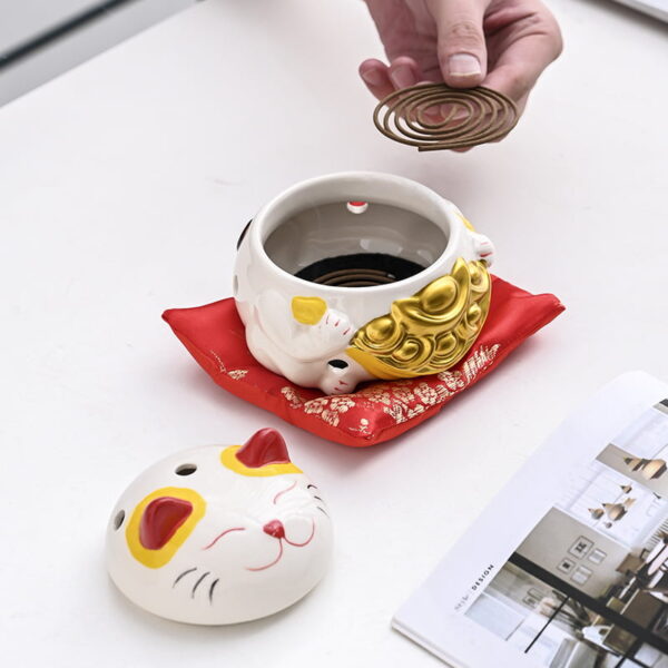 Fortune Cat Ceramic Incense Coil Burner Fortune Cat Ceramic Incense Coil Burner