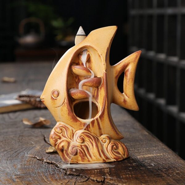 Cute Fish Ceramic Smoke Waterfall Incense Holder Cute Fish Ceramic Smoke Waterfall Incense Holder