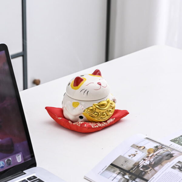 O1CN01dusAAk2KHi4paMG2E_!!2208306289532-0-cib Fortune Cat Ceramic Incense Coil Burner