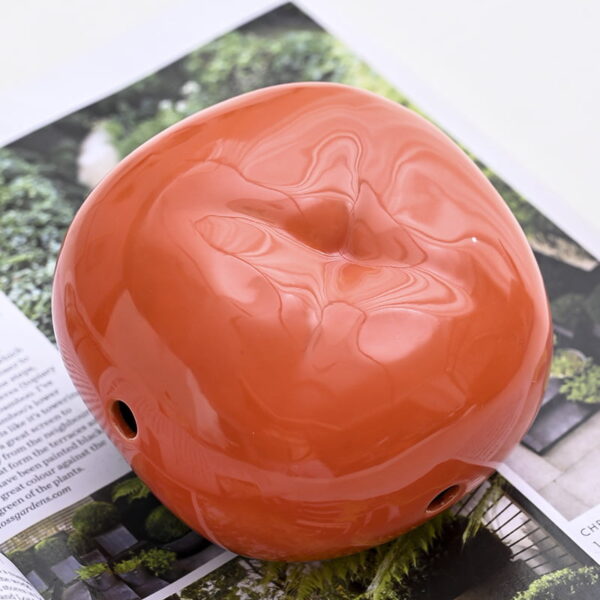 Vivid Orange Persimmon Ceramic Coil Incense Burner