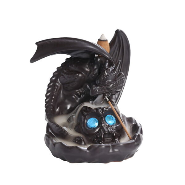 Halloween Flying Dragon Skeleton Backflow Incense Burner With LED Light