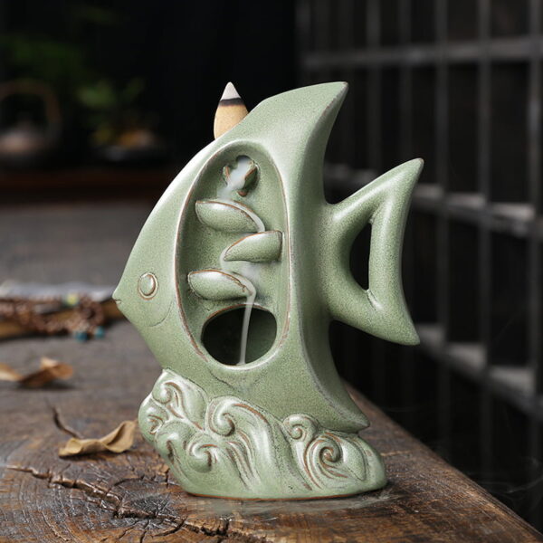Cute Fish Ceramic Smoke Waterfall Incense Holder Cute Fish Ceramic Smoke Waterfall Incense Holder