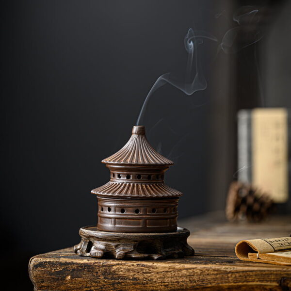 Retro Temple of Heaven Ceramic Coil Incense Holder