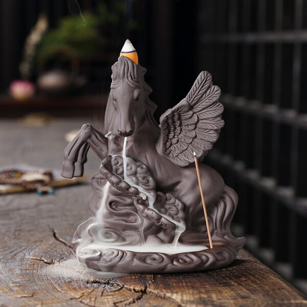 Horse With Wings Ceramic Incense Backflow Cone Holder Horse With Wings Ceramic Incense Backflow Cone Holder