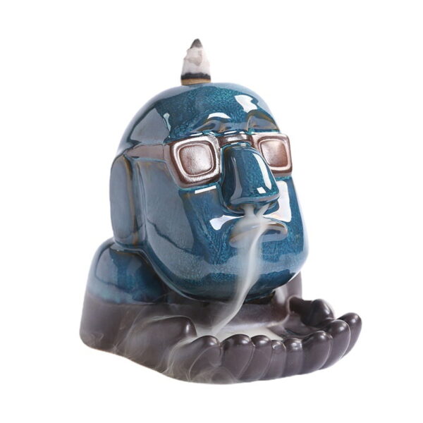 Cool Man With Glasses Ceramic Incense Fountain Smoke Waterfall