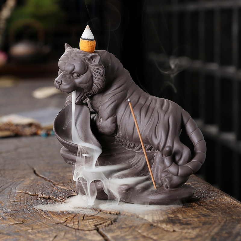Tiger Ceramic Backflow Incense Holder Waterfall