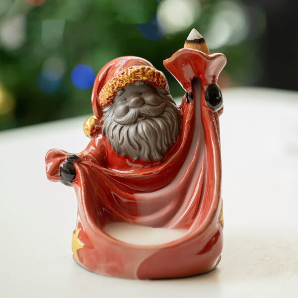 Christmas Santa Claus Waterfall Backflow Ceramic Incense Burner