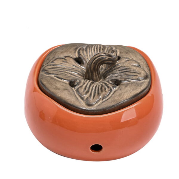 Vivid Orange Persimmon Ceramic Coil Incense Burner