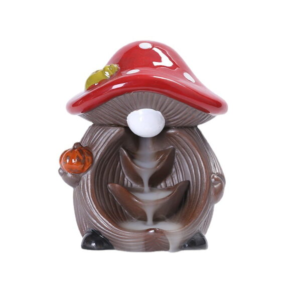 Halloween Mushroom Elf Ceramic Waterfall Backflow Incense Burner