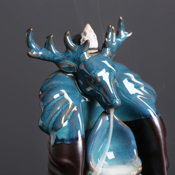 Elk Petal Blue Ceramic Incense Waterfall Backflow Incense Burner