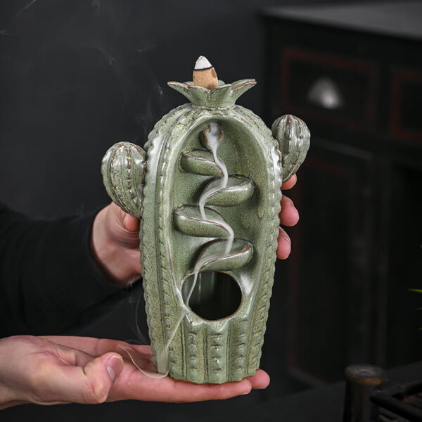 O1CN01jU7mIV1v2GIqtoahG_!!2210322006114-0-cib Vivid Cactus Ceramic Backflow Incense Burner Waterfall