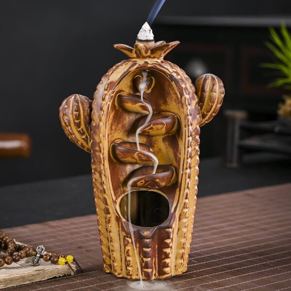 Vivid Cactus Ceramic Backflow Incense Burner Waterfall Vivid Cactus Ceramic Backflow Incense Burner Waterfall
