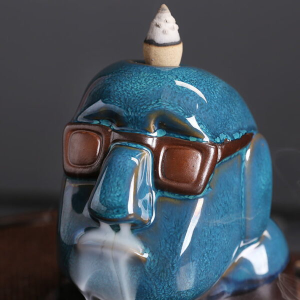 Cool Man With Glasses Ceramic Incense Fountain Smoke Waterfall