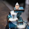 Blue Squares Ceramic Handmade Waterfall Backflow Incense Burner
