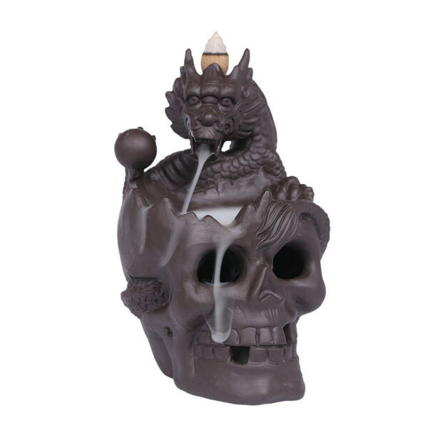 Halloween Dragon Skeleton Ceramic Incense Waterfall Burner