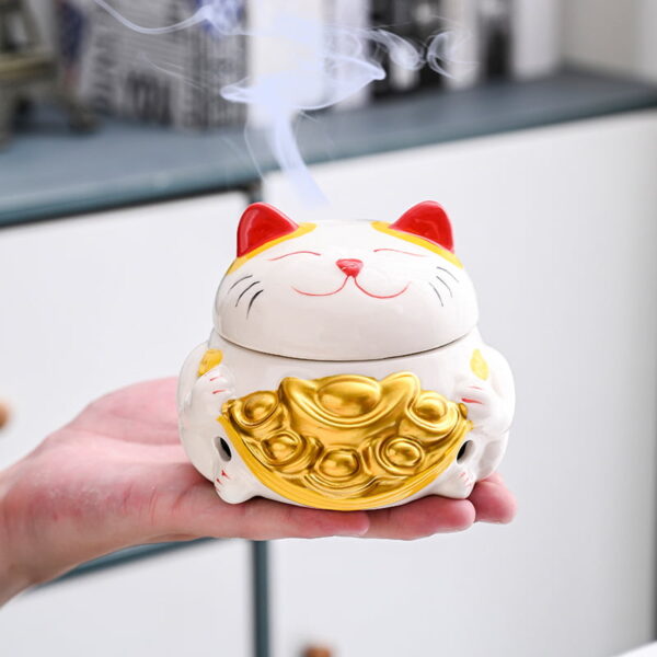 O1CN01mjPgR22KHi4hZRBkM_!!2208306289532-0-cib Fortune Cat Ceramic Incense Coil Burner