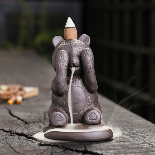 Cute Bear Ceramic Incense Waterfall Burner