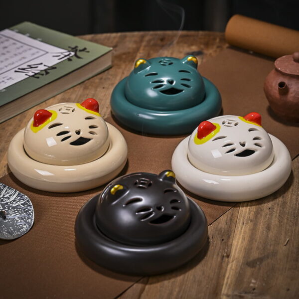 Smiling Cat Ceramic Handcrafted Incense Burner