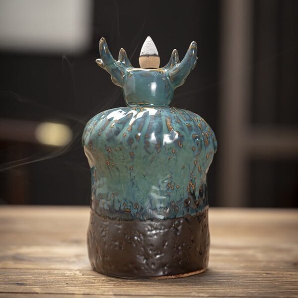 Christmas Elk Ceramic Waterfall Incense Burner Holder