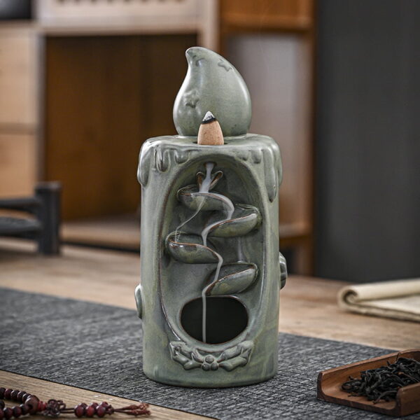 Candle Ceramic Waterfall Incense Burner Holder