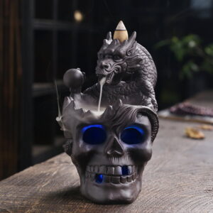 Halloween Dragon Skull Ceramic Incense Waterfall Burner