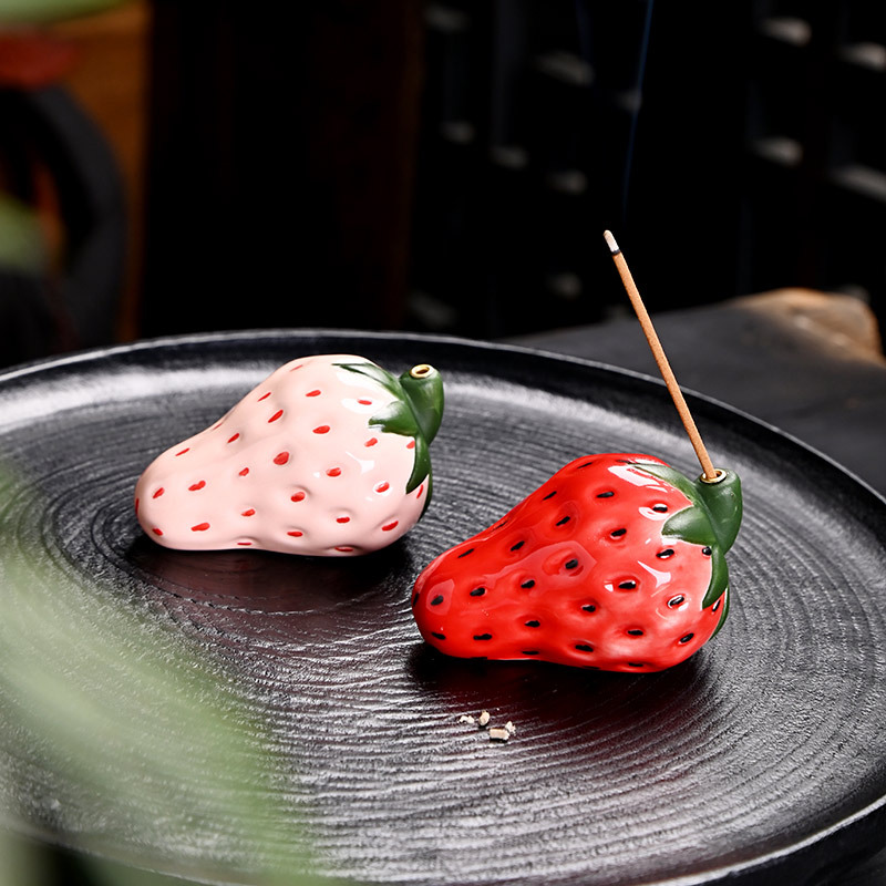 Cute Strawberry Ceramic Incense Stick Holder