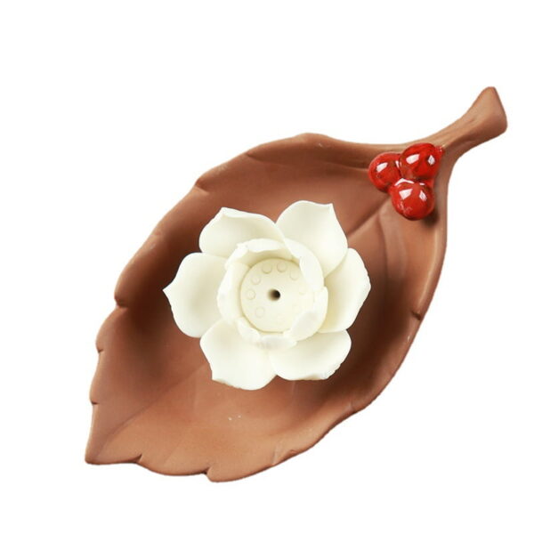 Leaf Lotus Flower Ceramic Incense Stick Holder