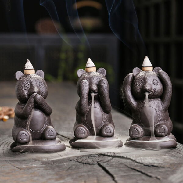 Cute Bear Ceramic Incense Waterfall Burner