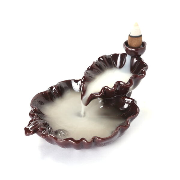 Two Lotus Leaves Incense Fountain Smoke Waterfall