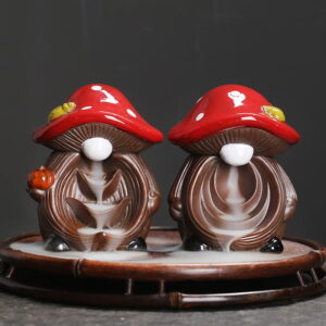 Halloween Mushroom Elf Ceramic Waterfall Backflow Incense Burner
