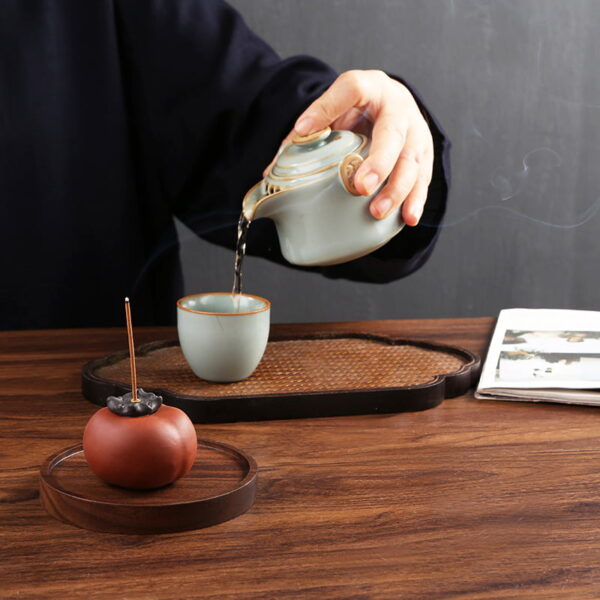 Cute Vivid Persimmon Ceramic Stick Incense Holder
