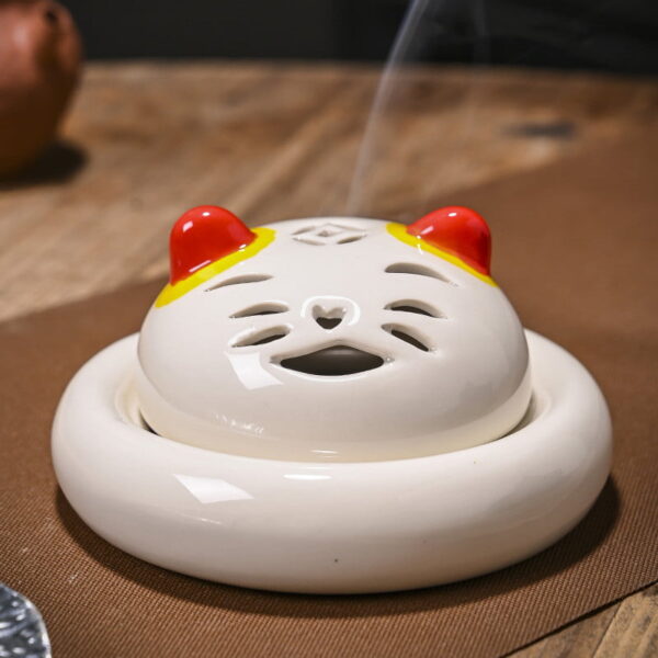 Smiling Cat Ceramic Handcrafted Incense Burner