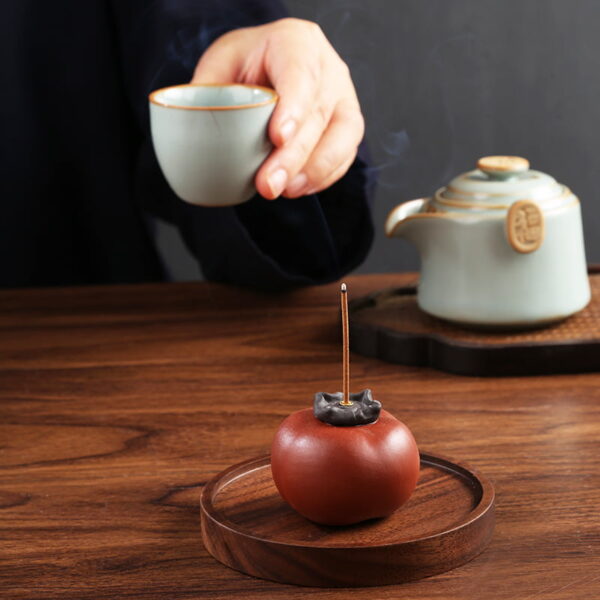 Cute Vivid Persimmon Ceramic Stick Incense Holder