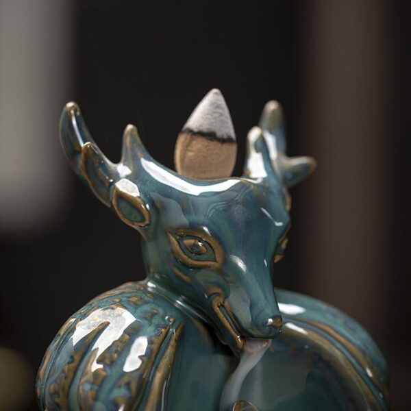 Christmas Elk Ceramic Waterfall Incense Burner Holder