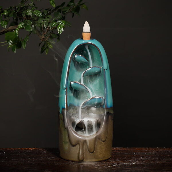 Blue Ceramic Waterfall Incense Burner Holder