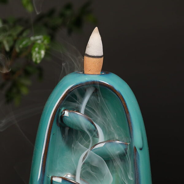 Blue Ceramic Waterfall Incense Burner Holder
