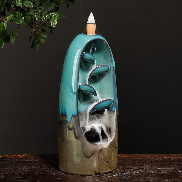 Blue Ceramic Waterfall Incense Burner Holder