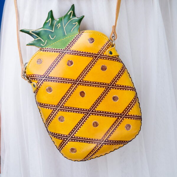 Pineapple Genuine Leather Shoulder Bag First-layer Cowhide Crossbody Bag