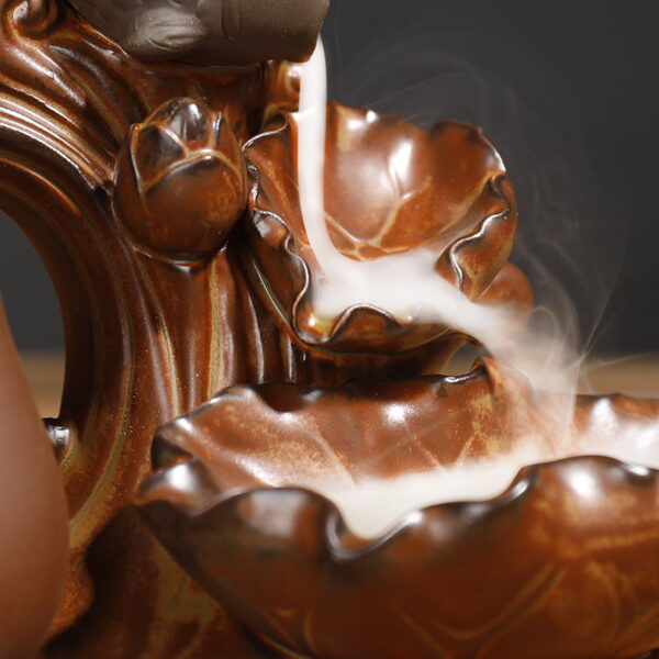 Fish Lotus Leaf With Vase Waterfall Backflow Incense Holder