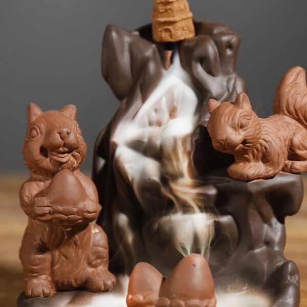 12302548464_1111592923 Squirrel Pinecone Ceramic Incense Fountain Burner