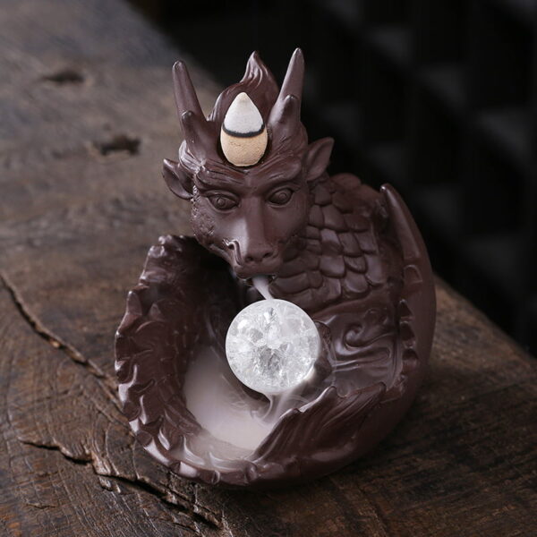 13327209190_1111592923 Dragon Egg Ceramic Incense Fountain Burner With LED Ball Light